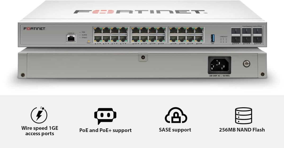 SWITCH FORTINET FORTISWITCH 124G-FPOE (FS-124G-FPOE) (NT9) 0