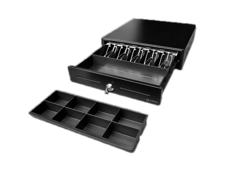 GAVETA DE DINERO CUSTOM AMERICA RJ12 8 SLOTS NEGRO (971GF010000022) (NT3)2