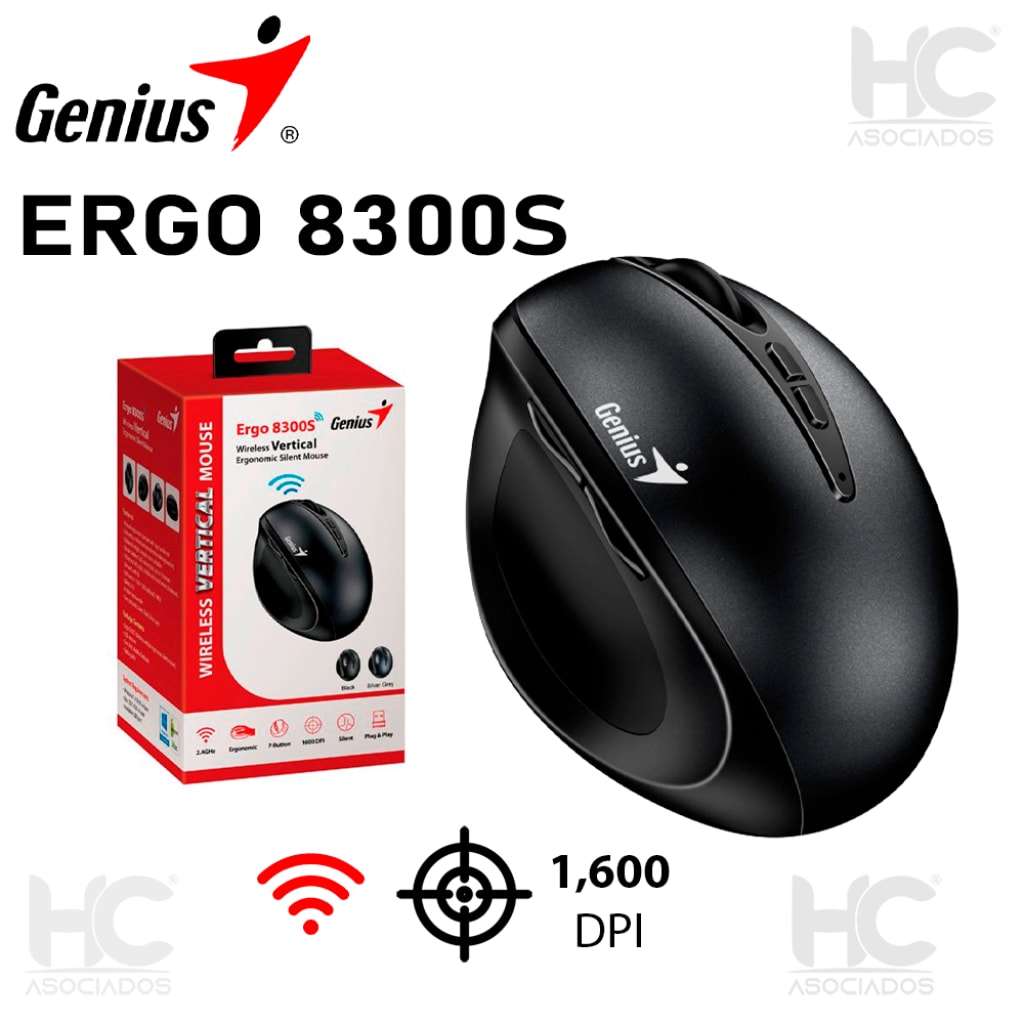 MOUSE GENIUS ERGO 8300S WIRELESS VERTICAL 7-BOT BLACK (31030037400) (NT8) 0