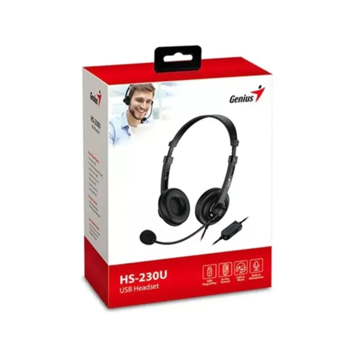 AURICULAR GENIUS HS-230U USB-A 2.4M BLACK (31710021401) (NT8)2