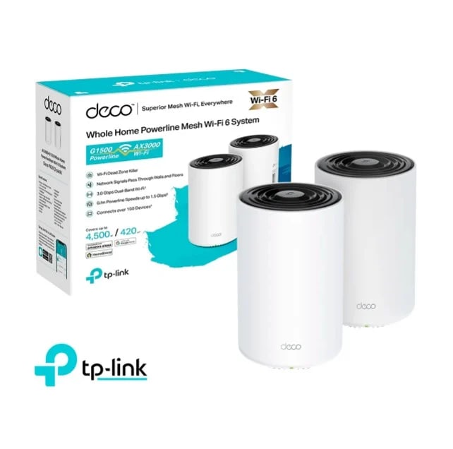 SISTEMA DE WIFI TP-LINK DECO PX50 (PAQX2) AX3000 + G1400 (Deco PX50(2-pack)) (NT6)2