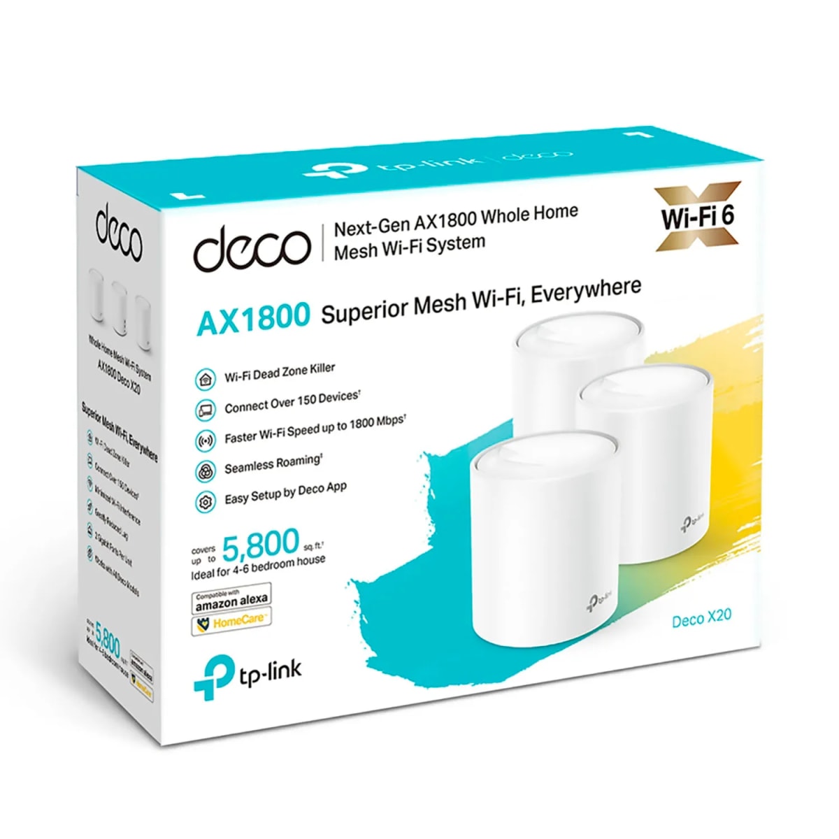 SISTEMA DE WIFI TP-LINK MESH DECO X20 (PAQX3) AX1800 2BAND (Deco X20(3-pack)) (NT6)1