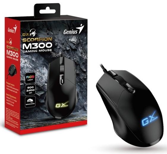 MOUSE GENIUS GX SCORPION M300 2400 DPI 4-BOT RGB BLACK (31040010400) (NT8) 0