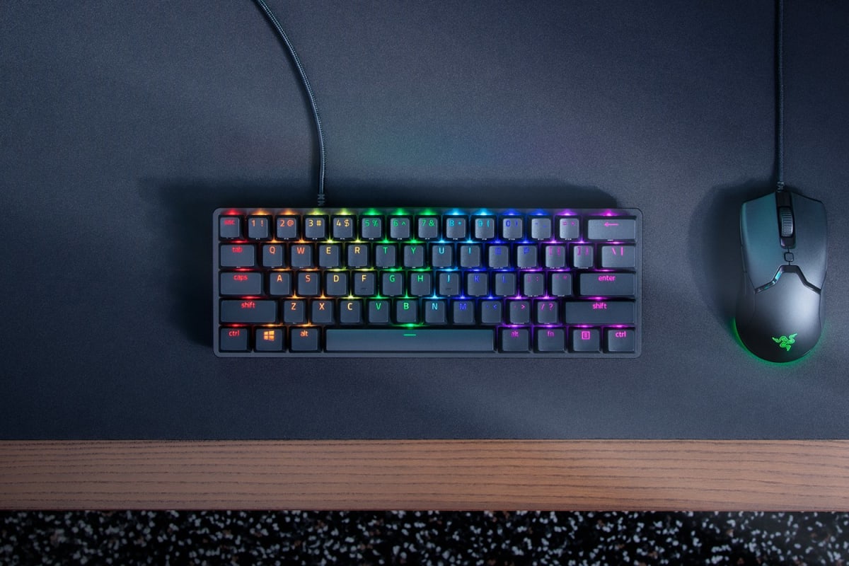 TECLADO RAZER HUNTSMAN MINI CHROMA RGB OPTICAL MECANICO SWITCH PURPURA SP (RZ03-03392900-R311) NT82