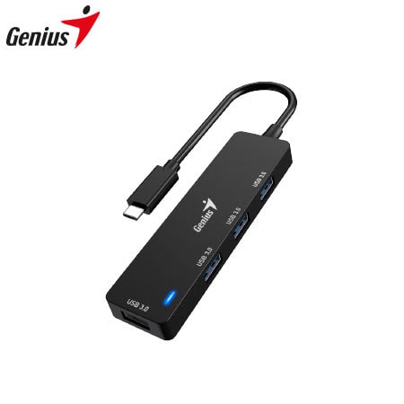 HUB GENIUS USB-C UH-400 4 USB-A 3.0 BLACK (31240002400)2