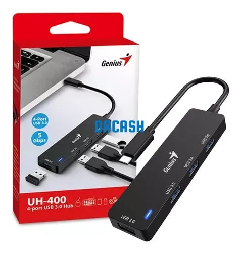 HUB GENIUS USB-C UH-400 4 USB-A 3.0 BLACK (31240002400) 0