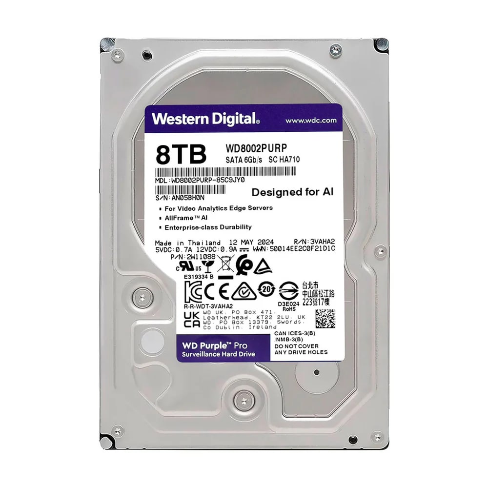 DISCO DURO WESTERN DIGITAL PURPLE PRO 8TB, SATA, 256MB CACHE, 7200RP 3.5