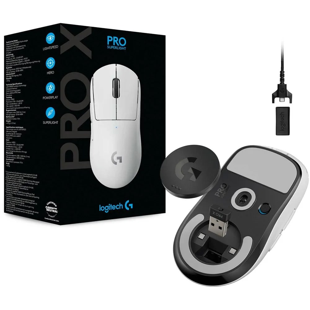 MOUSE LOGITECH G PRO X WIRELESS BLANCO 25K (910-005940)5