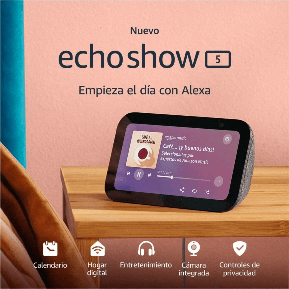 PARLANTE INTELIGENTE AMAZON ECHO SHOW 5 - NEGRO 3ERA GENERACIÓN (131001) (NT13)8