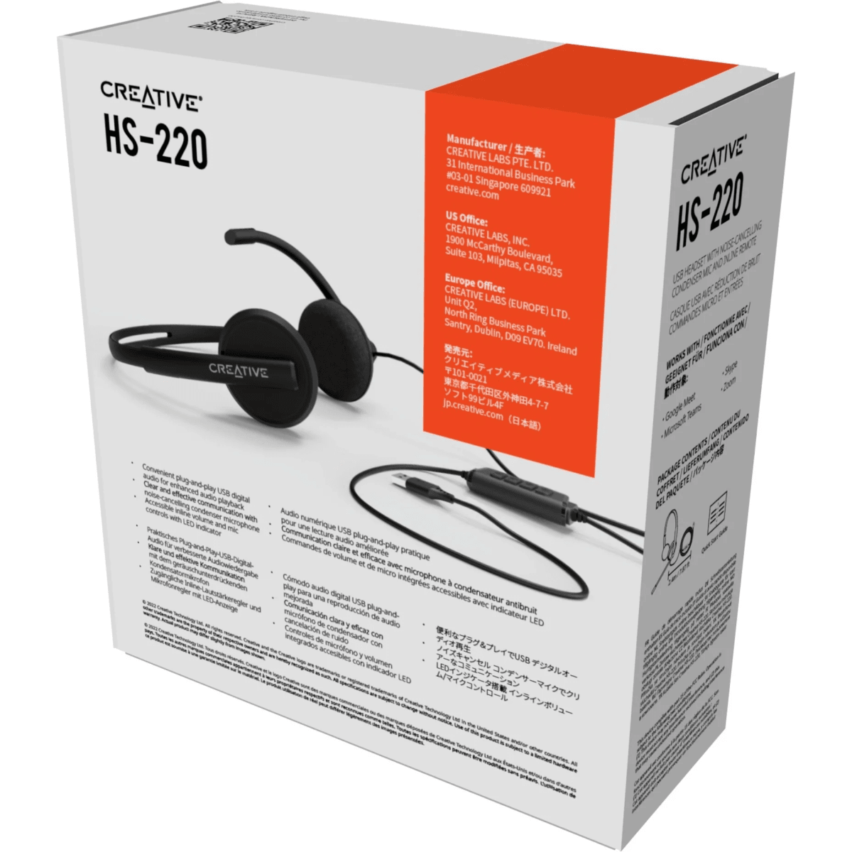 AURICULAR C/MICROF. CREATIVE HS-220 USB-A 30MM NOISE-CANCELLING MUTE BLACK (51EF1070AA001) (NT8)5