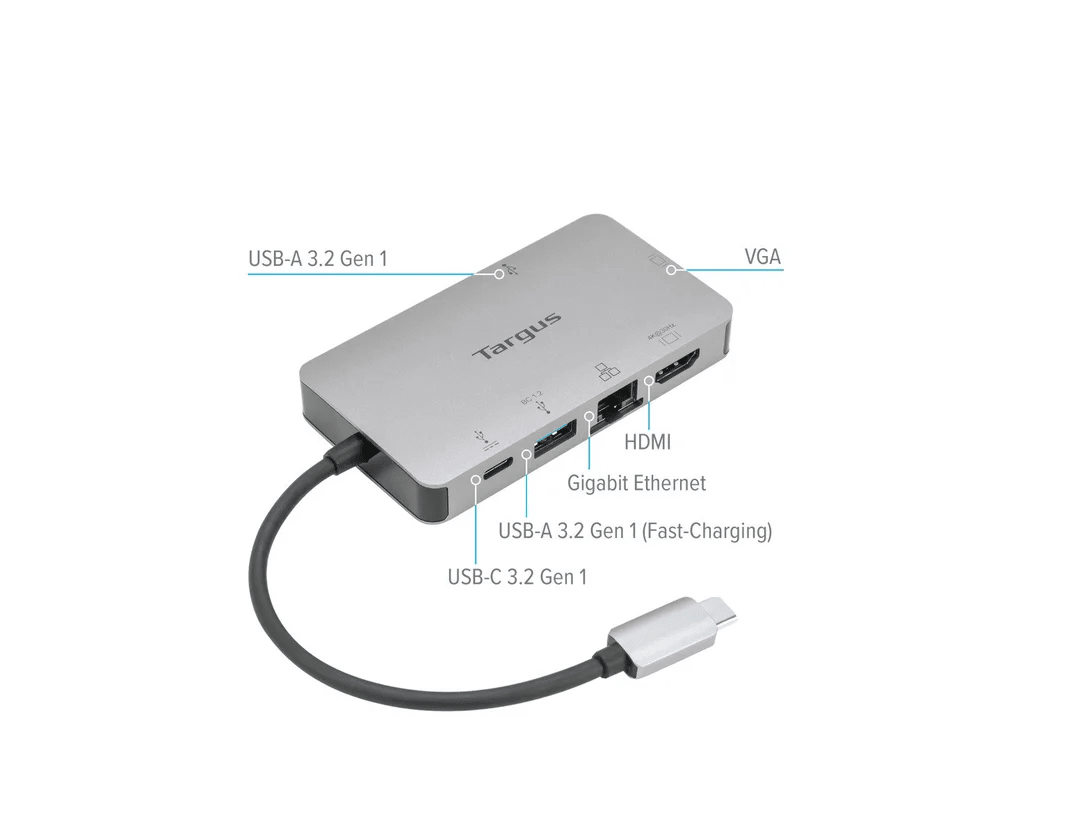 DOCKING STATION TARGUS USB-C HDMI VGA RED USB 3.0 C/FUENTE DE ALIMENTACIÓN 100W (DOCK419USZ) (NT8)8