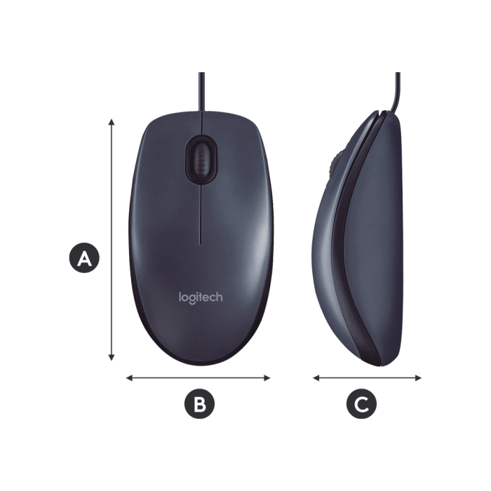 MOUSE LOGITECH M90 USB NEGRO/GRIS (910-004053) (NT8)4