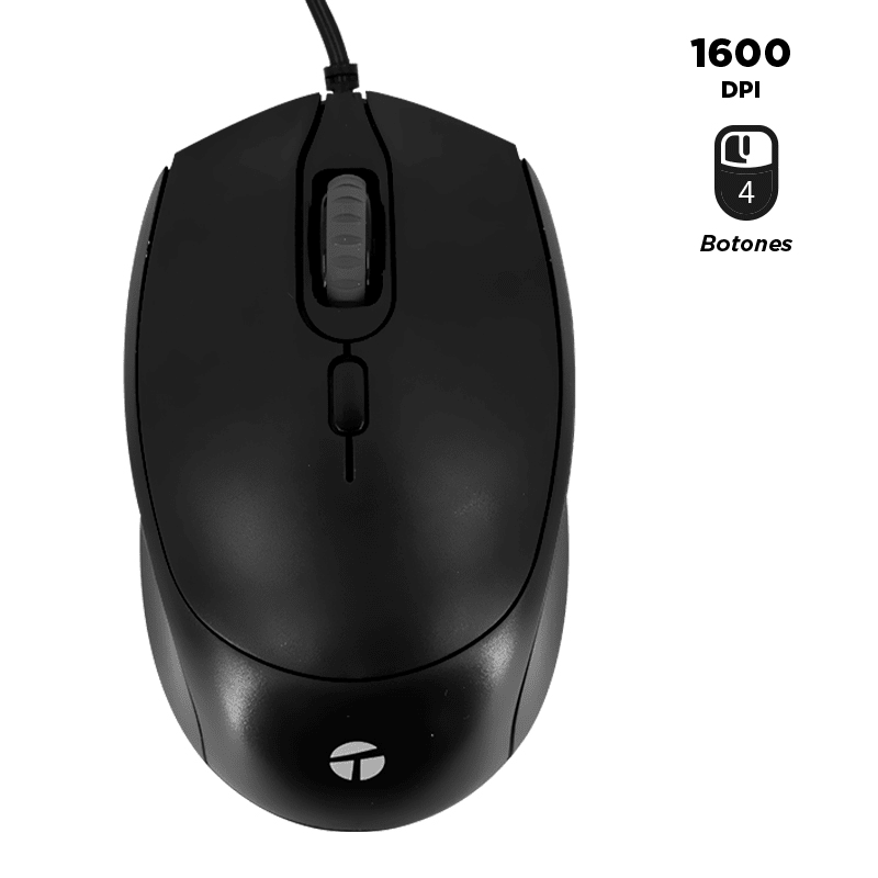 MOUSE ÓPTICO TEROS TE-1222S - USB, 4 BOTONES, 800/1200/1600 DPI (TE-1222S) 0