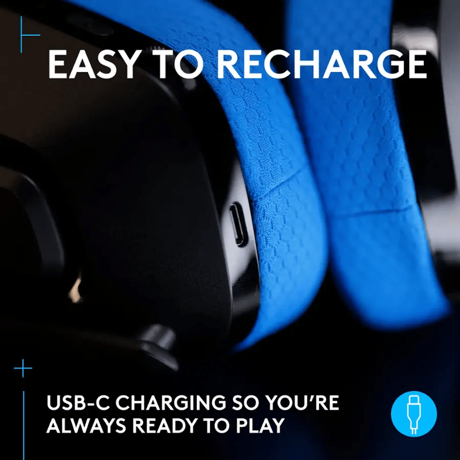 AURICULAR C/MICROF. LOGITECH G535 LIGHTSPEED PS5/PS4/PC WIRELESS NEGRO/AZUL (939-002218) (NT8)10
