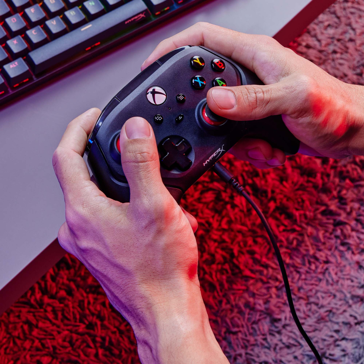 MANDO DE VIDEOJUEGOS HYPERX CLUTCH GLADIATE - XBOX, CABLEADO, PARA PC, NEGRO (6L366AA) (NT3)10