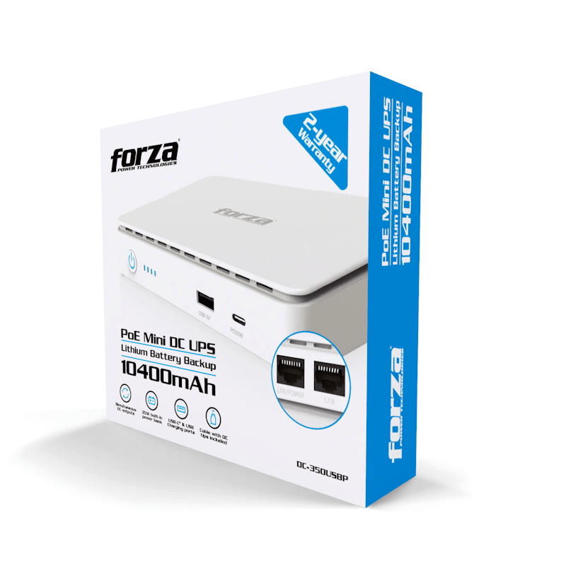UPS FORZA PoE Y BANCO DE ENERGIA USB-C C/BATERIA 35W, SALIDAS 5/9/12/15/24V CC (DC-350USBP) (NT3)6