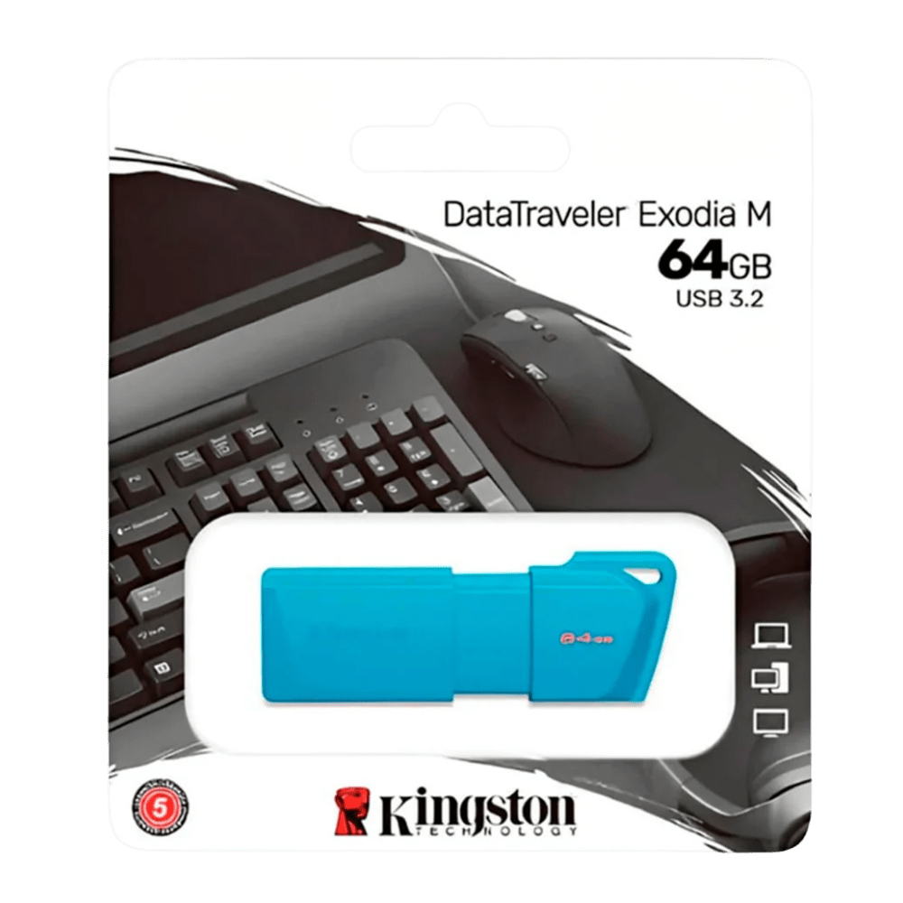 MEMORIA USB 3.2 KINGSTON 64GB GEN 1 (TIPO-A) NEON AQUA BLUE (KC-U2L64-7LB)3