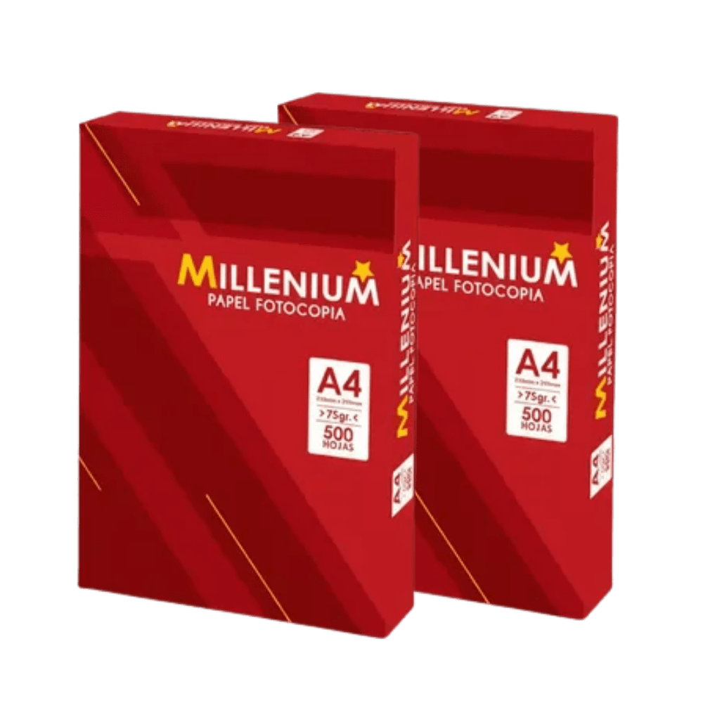 CAJA DE 10 PAQUETES PAPEL FOTOCOPIA MILLENIUM A4 75G PAQUETE X 500 HOJAS (NT50)2