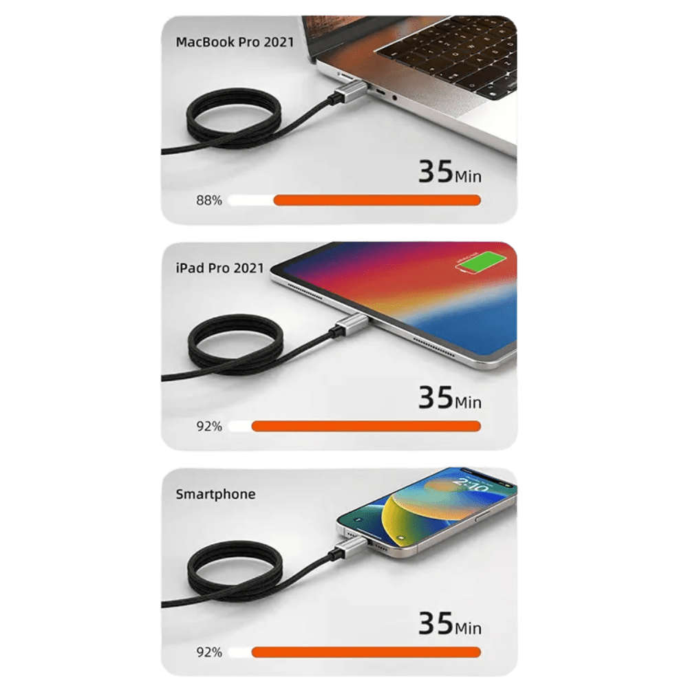 CABLE USB-C CABLETIME MAGNÉTICO 240W DE 2M , NEGRO (CU08L)2