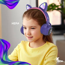 AURICULAR XTECH ESTEREO C/MICROFONO OREJA GATO LED (XTH-650) HERA1
