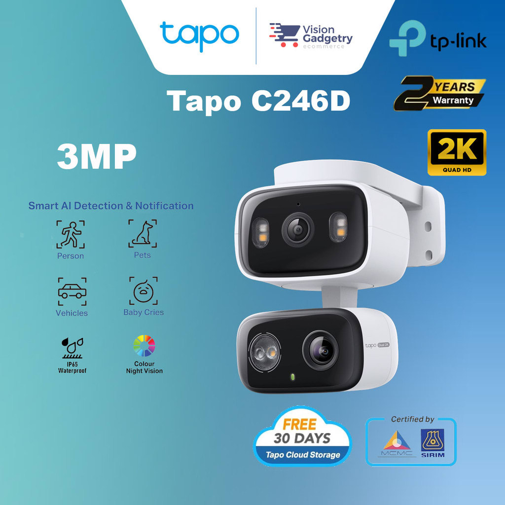 CAMARA DE SEGURIDAD TAPO C246D CON DOBLE LENTE PANORAMICA/INCLINADA (TAPOC246D)3