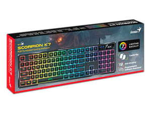 TECLADO GENIUS GX SCORPION K7 AI COPILOT GAMING RGB MACRO USB SP NEGRO (31310054401) NT84