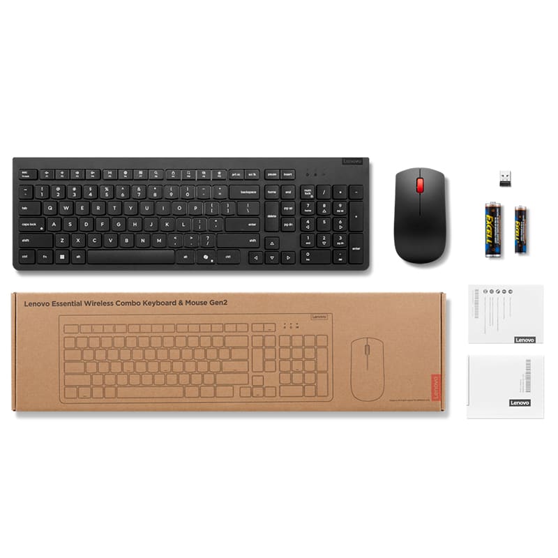 TECLADO + MOUSE LENOVO ESSENTIAL WIRELESS COMBO KEYBOARD & MOUSE GEN2 BLACK (4X31R64500) (NT4)3