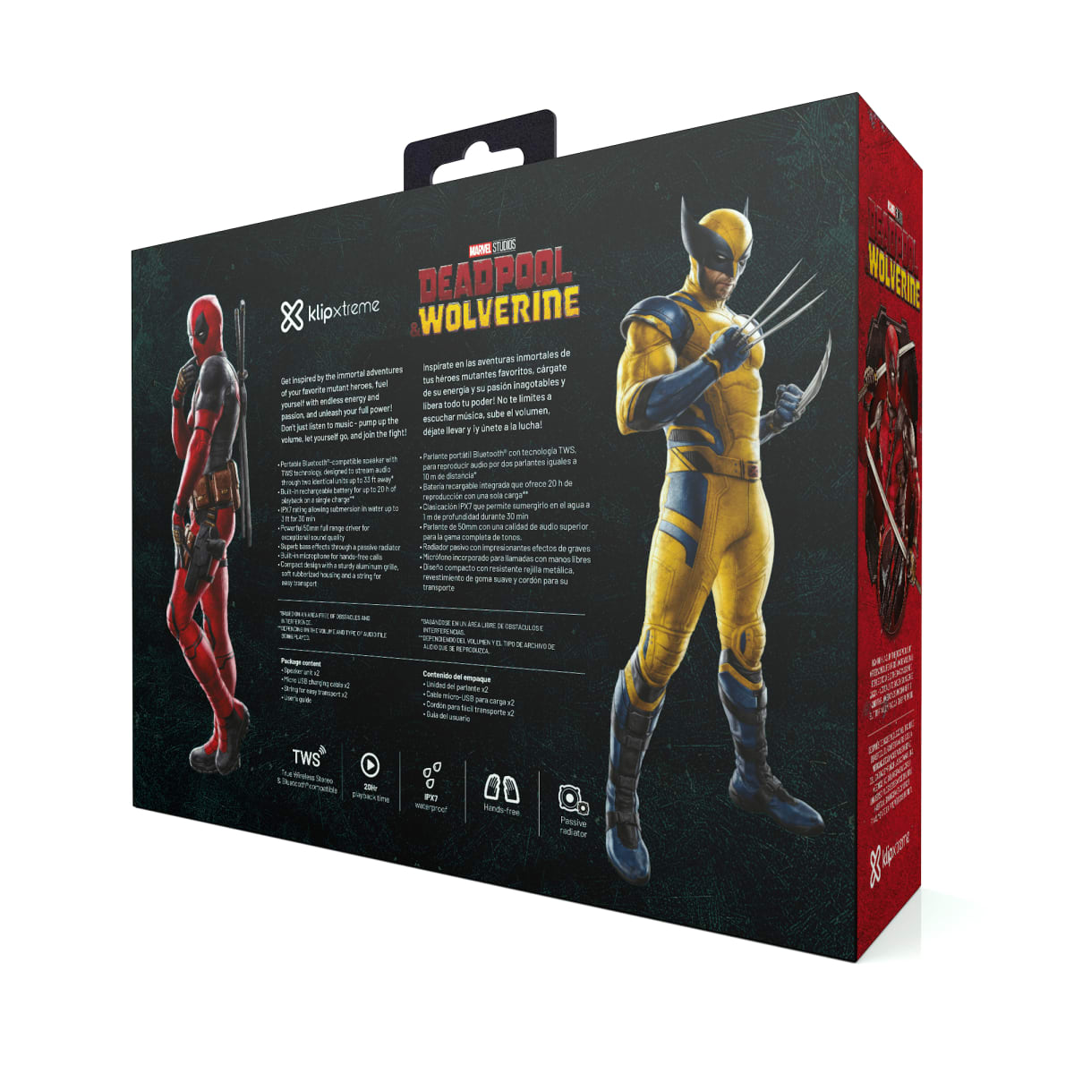 PARLANTE KLIPXTREME NITRO KIT DEADPOOL & WOLVERINE KLIPXTREME BLUETOOTH KIT X2 (KBS-025MD-2PK) (NT3)2