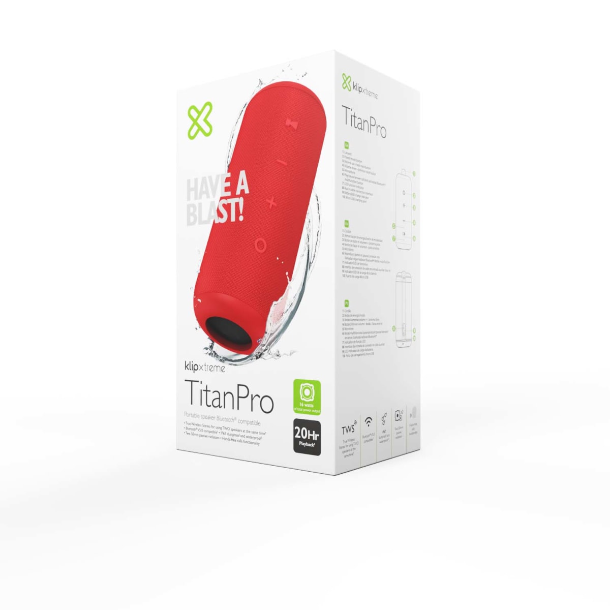 PARLANTE PORTATIL TITAN PRO KLIPXTREME (KBS-300RD)3