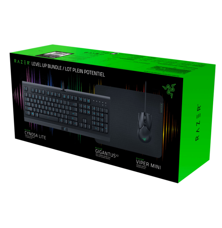 BUNDLE RAZER LEVELUP TECLADO CYNOSA LITE + MOUSEPAD GIGANTUS V2 + MOUSE VIPER MINI (RZ85-02741400-B311)3