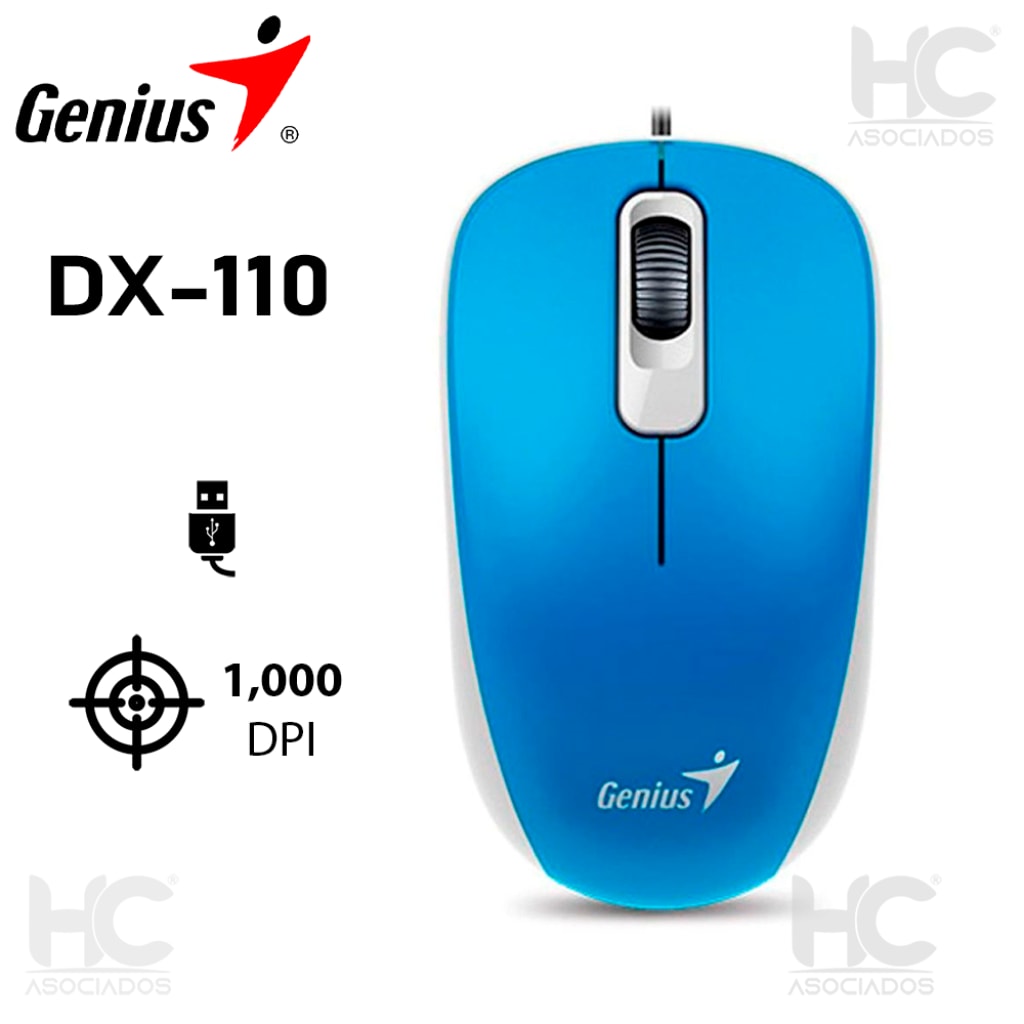 MOUSE GENIUS DX-110 USB OPTICO 1000 DPI BLUE (31010116103) (NT8)2