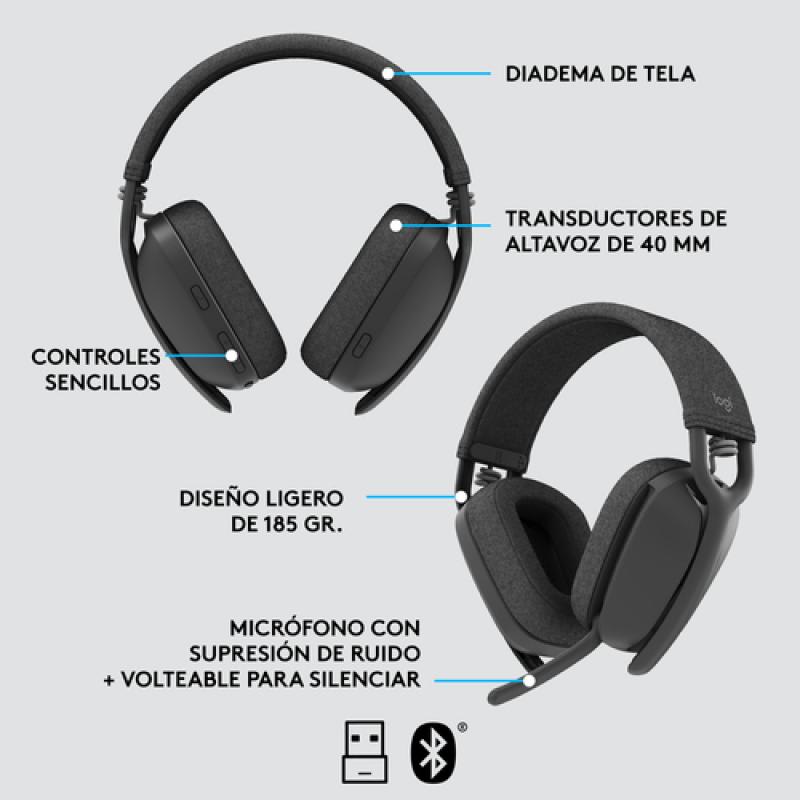 AURICULAR LOGITECH ZONE VIBE 100 BT NEGRO (981-001214) (NT8)1
