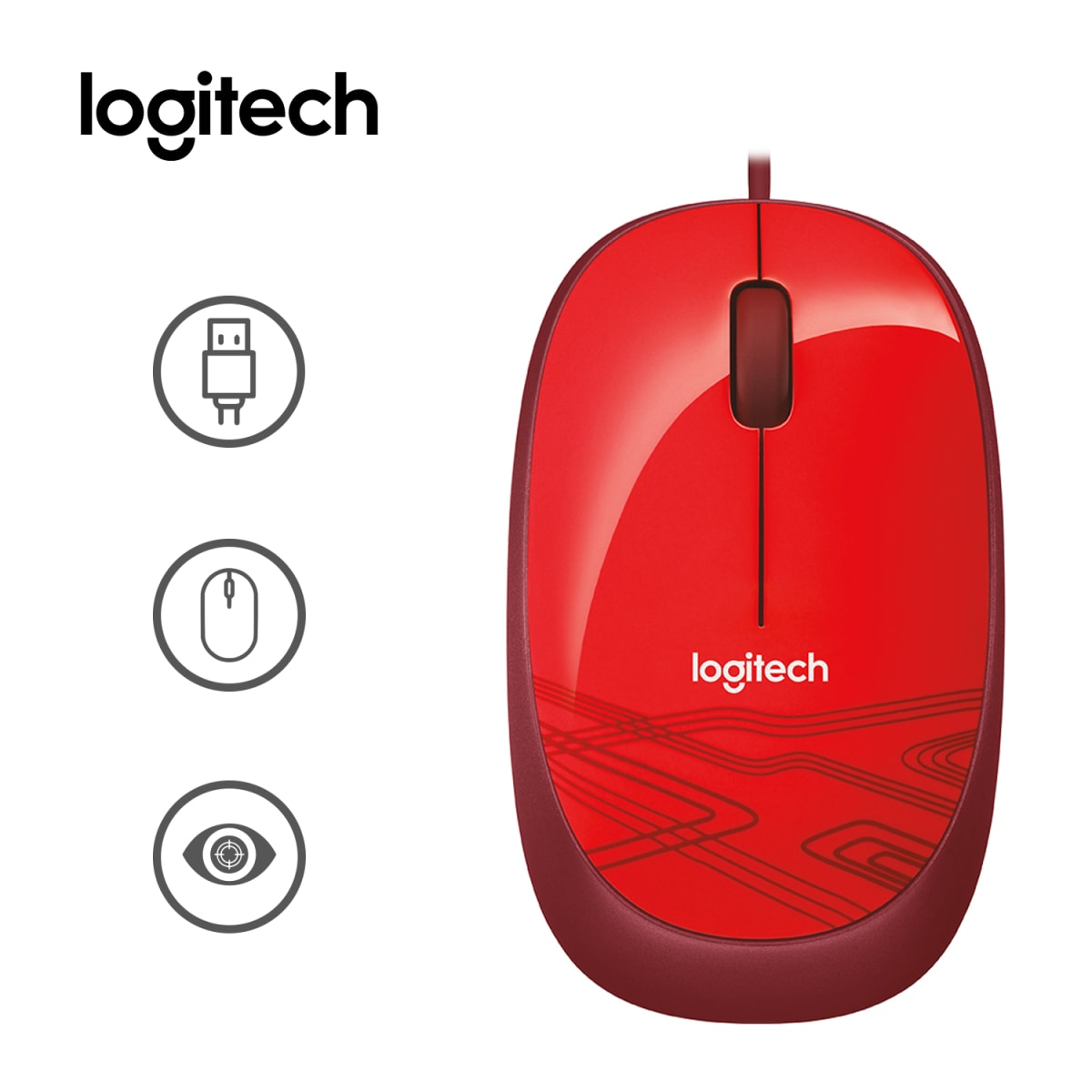 MOUSE LOGITECH M105 WIRED RED (910-002959)1