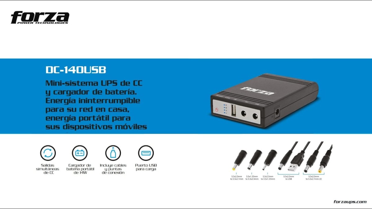 FUENTE DE ALIMENTACION DE RESPALDO FORZA DC-140USB 24W (DC-140USB) (NT3)3