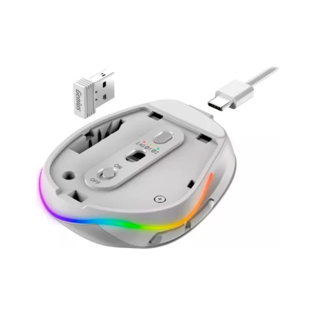 MOUSE GENIUS ERGO 9000S PRO RECARGABLE DUAL WIRELESS/BT 6-BOT SILENT RGB PINK (31030039403) (NT8)3