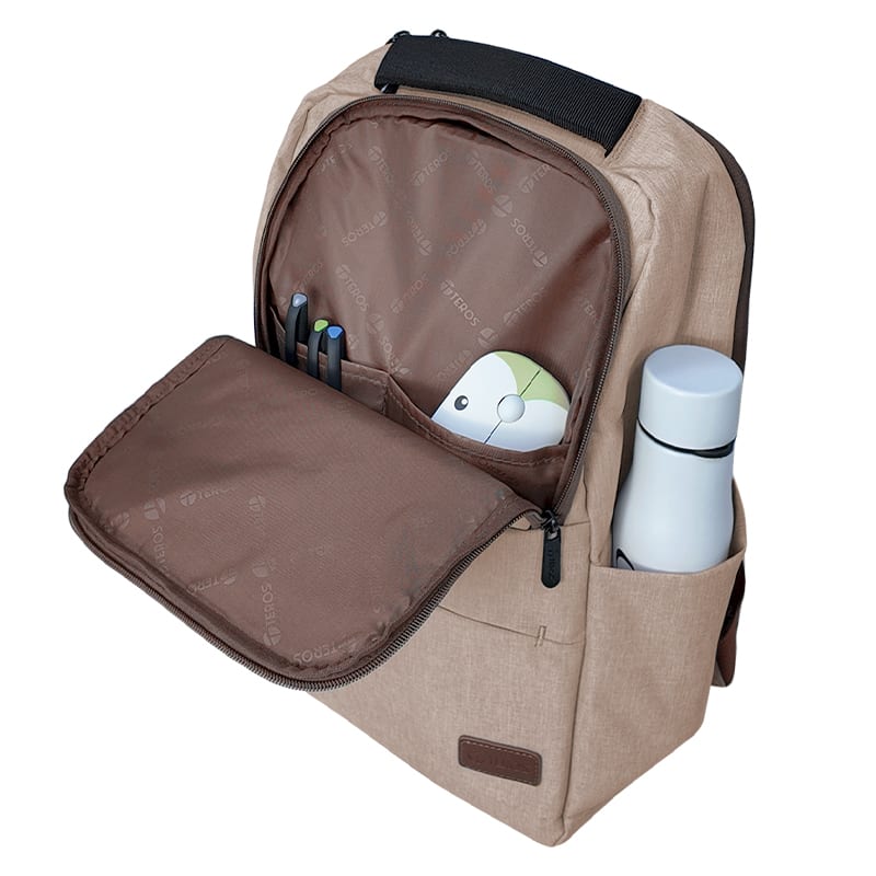 MOCHILA TEROS CITY BEIGE 15.6'' (TE-ACS9012BG)2