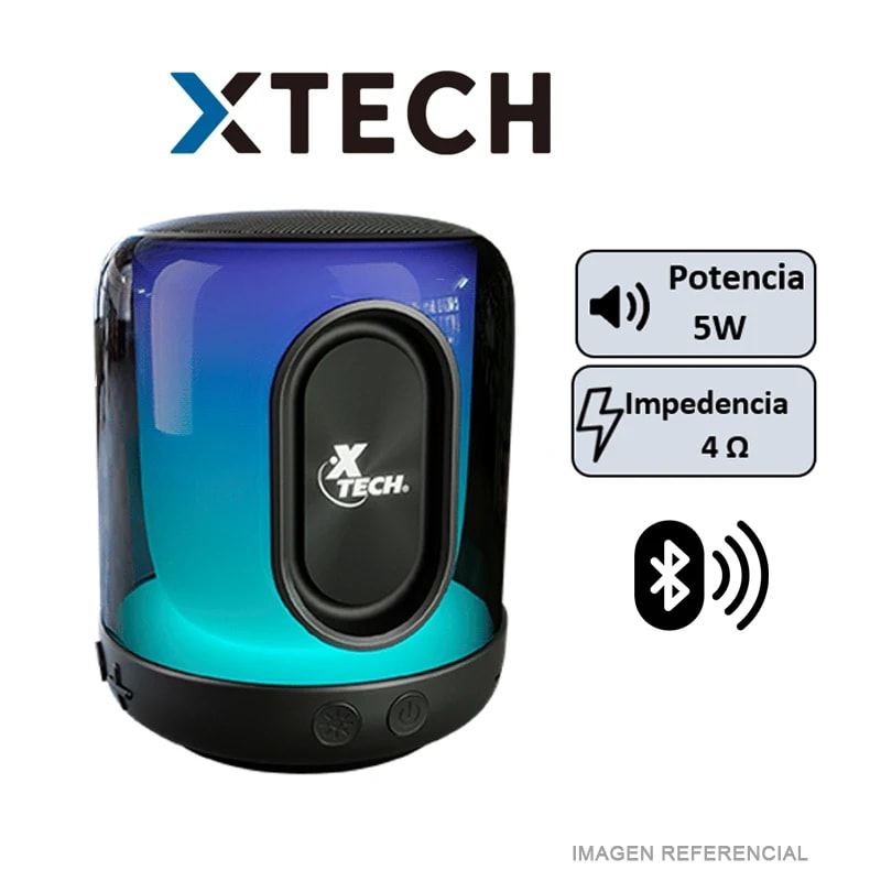 PARLANTE XTECH BEATWAVE TWS BT/USB/3.5MM LED 5W NEGRO (XTS-617) NT82