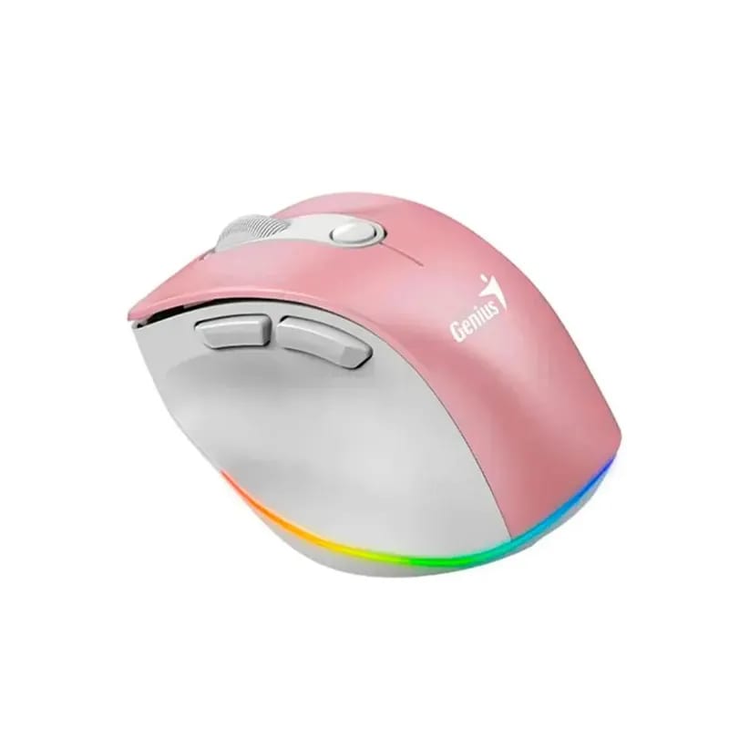 MOUSE GENIUS ERGO 9000S PRO RECARGABLE DUAL WIRELESS/BT 6-BOT SILENT RGB PINK (31030039403) (NT8)2