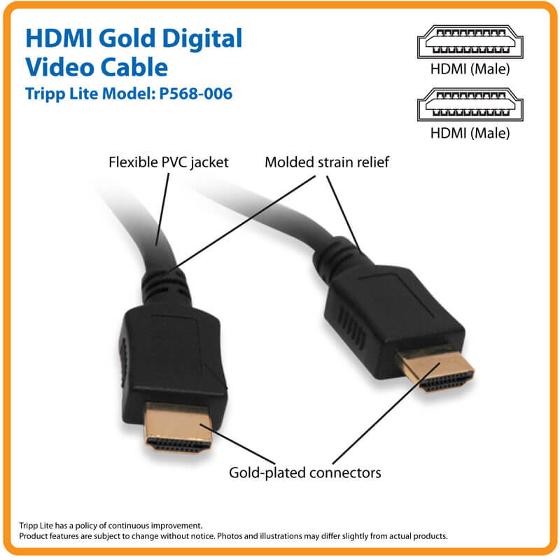 CABLE SLIM HDMI A HDMI TRIPP-LITE UHD 4K 30HZ 1.83M (P568-006)1