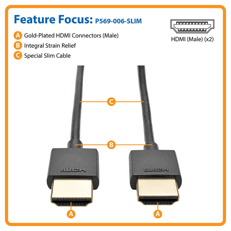 CABLE TRIPP-LITE P569-006-SLIM HDMI UHD 4K x 2K, 4096x2160, 1.83MTS (P569-006-SLIM)1