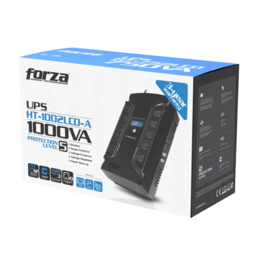 UPS FORZA INTERACTIVO 1000VA 600W 10T NEMA5-15R USB, COAX (HT-1002LCD) (NT6)4