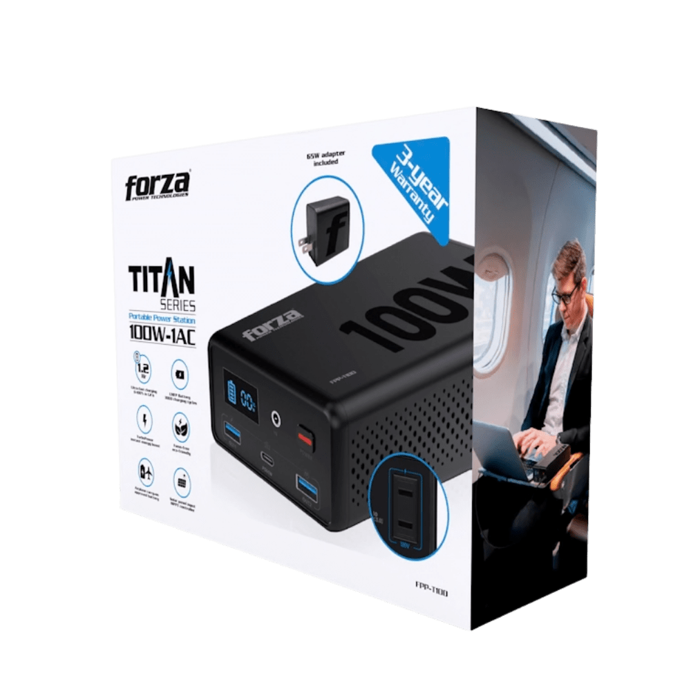 GENERADOR ELECTRICO PORTATIL FORZA FPP-T100 100W, LCD,220V, NEMA, TITAN (FPP-T100) (NT6)3