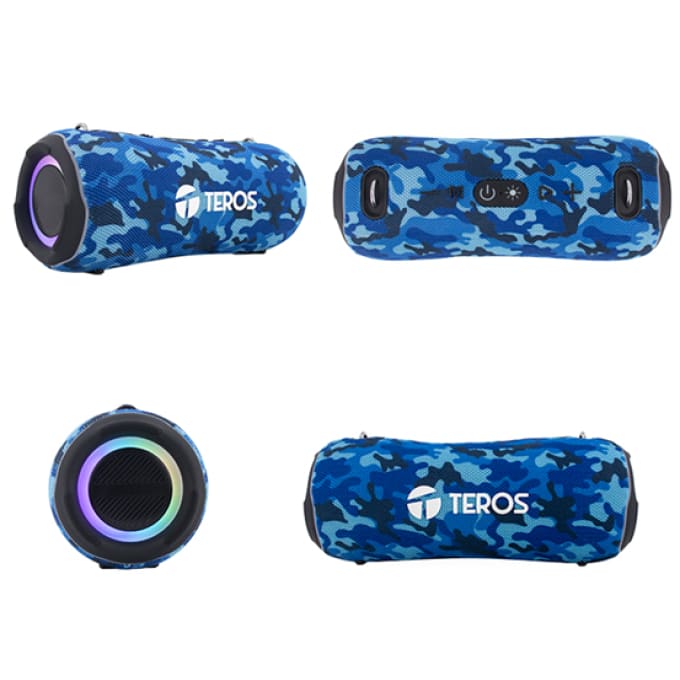 PARLANTE TEROS ULTRA TE-6046BM, BT 5.3, RGB, TWS, COLOR AZUL MILITAR CAMUFLADO (TE-6046BM)2