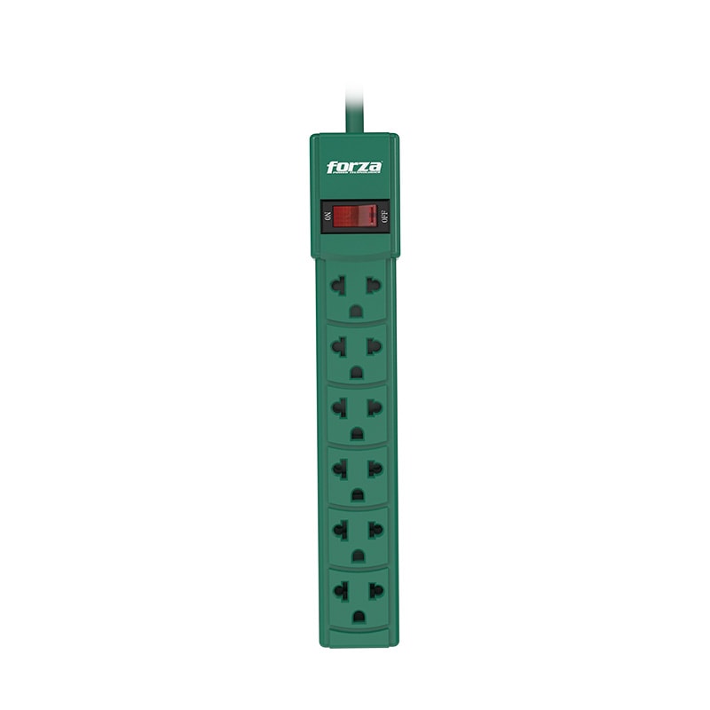 REGLETA FORZA POWER STRIP 120V/220V X 6 VERDE (PS-001G) (NT3) 0