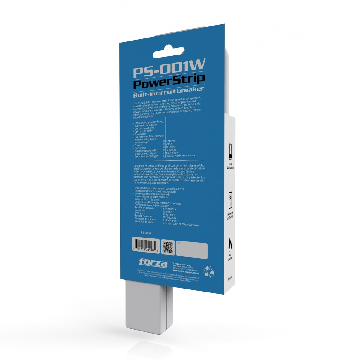 REGLETA FORZA PS SERIES 120V/220V X 6 BLANCO (PS-001W) (NT3)2