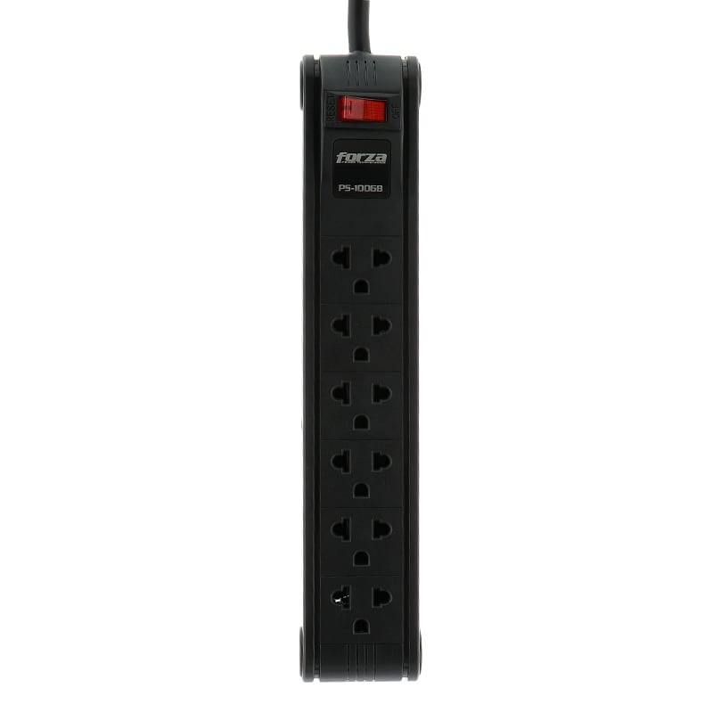 REGLETA FORZA POWER STRIP 120/240V X 6 NEGRO (PS-1006B) (NT3) 0
