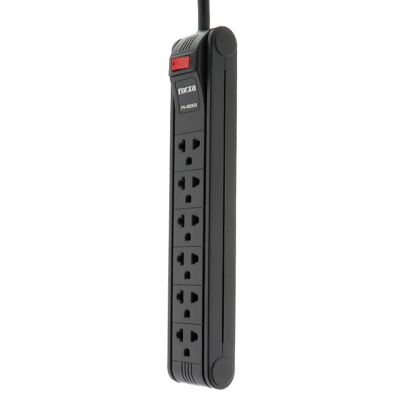 REGLETA FORZA POWER STRIP 120/240V X 6 NEGRO (PS-1006B) (NT50)2