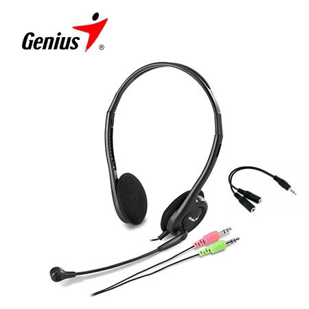 AURICULAR GENIUS HS-200C MULTIPLATAFORMA 2X3.5MM/3.5MM BLACK (31710151104) (NT8)1