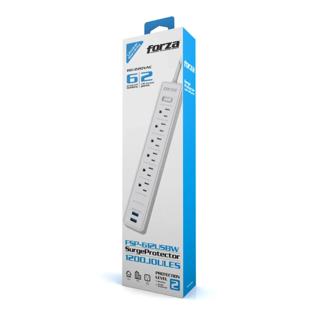 SUPRESOR DE PICOS FORZA1680W 6T USB 1200J (FSP-612USBW) (NT6)3
