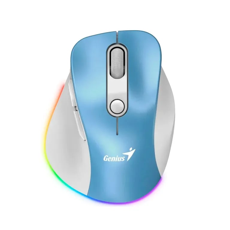 MOUSE GENIUS ERGO 9000S PRO RECARGABLE DUAL WIRELESS/BT 6-BOT SILENT RGB LIGHT BLUE (31030039401) (NT8)1